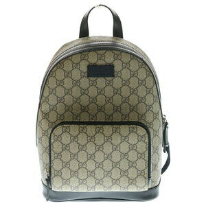 GUCCI GG Supreme Backpack Leather Beige Tan Black